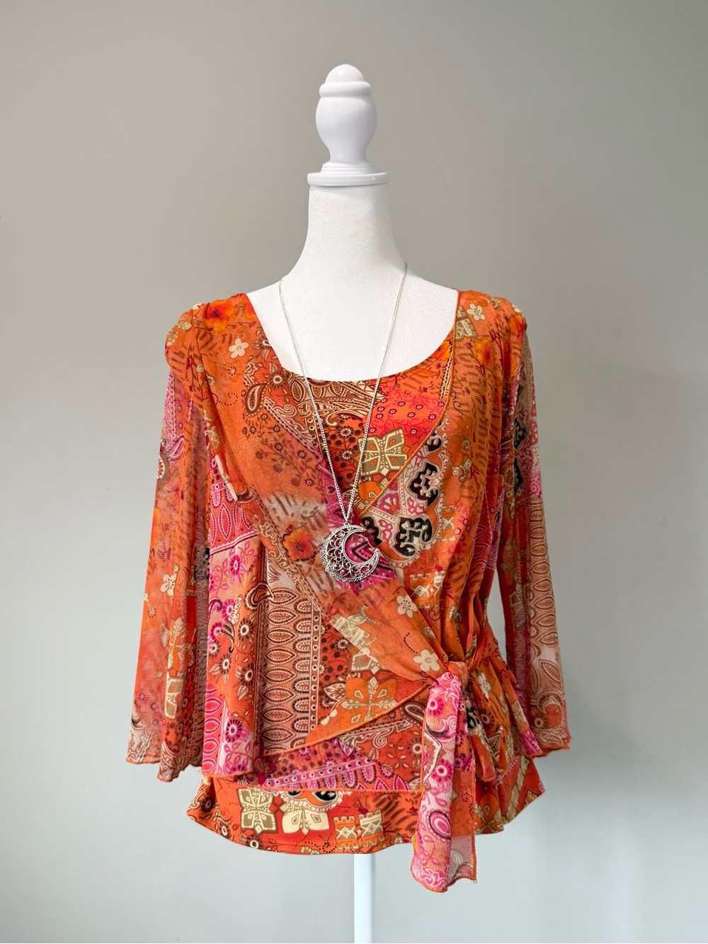 Vintage Nicola Orange Floral Abstract Blouse